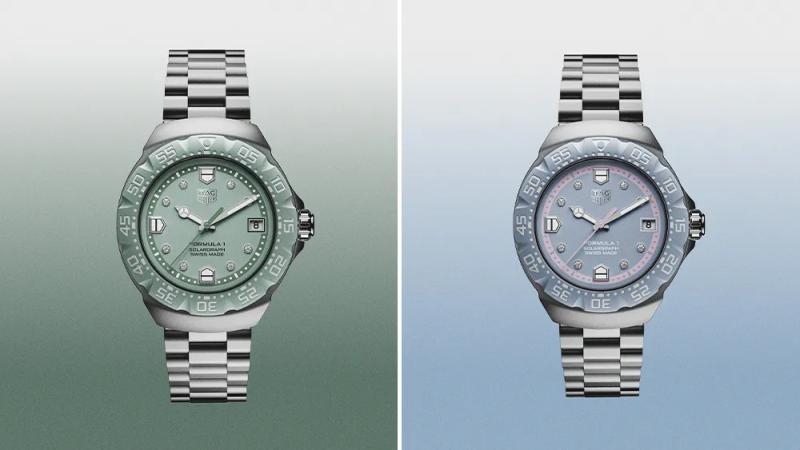 TAG Heuer Formula 1 Solargraph Pastel Green and Lavender Blue