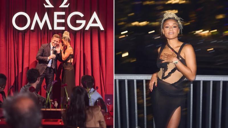 Tony and Academy Award winner Ariana DeBose with Omega U.S. president Arnaud Michon.