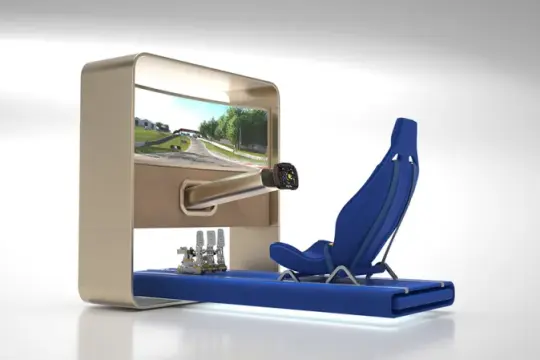 这款设计感十足的赛车模拟器，不用藏在车库里