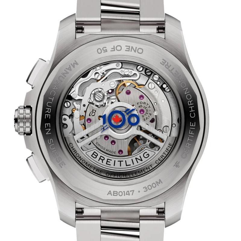 The Breitling Avenger B01 Chronograph 44 RCAF contains the Breitling caliber Caliber 01, with a 70-hour power reserve.