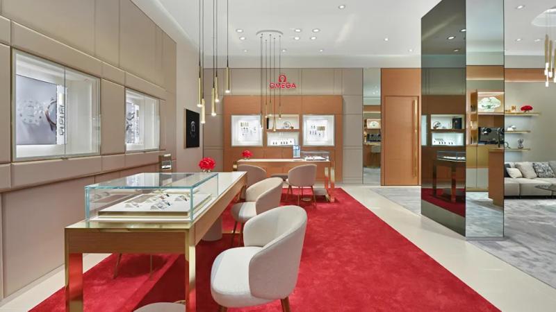 The airy store is a welcoming environment to try on a new watch.