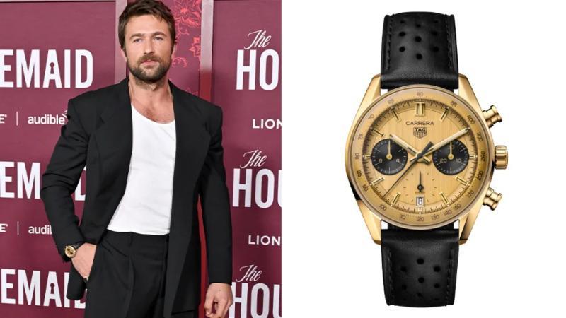 Brandon Sklenar佩戴TAG Heuer Carrera计时码表Glassbox款