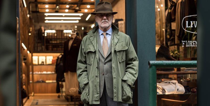 photo of bruce boyer in green military jacket