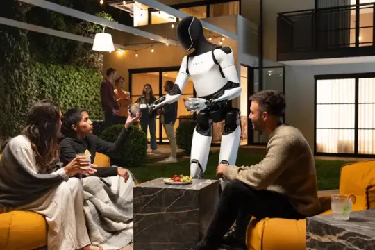 特斯拉在Cybercab活动中使用的机器人送饮料，背后有人工辅助