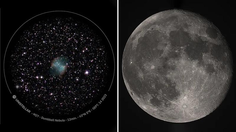 宇宙与月球的景象，来自Unistellar Odyssey望远镜