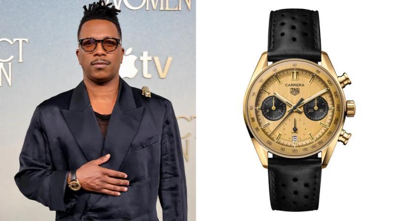 莱斯利·奥多姆·朱尼尔佩戴TAG Heuer Carrera Chronograph Glassbox